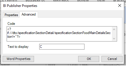 This image shows BI Publisher advanced properties.