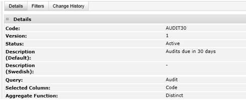 This figure shows the KPI Report Template Details.