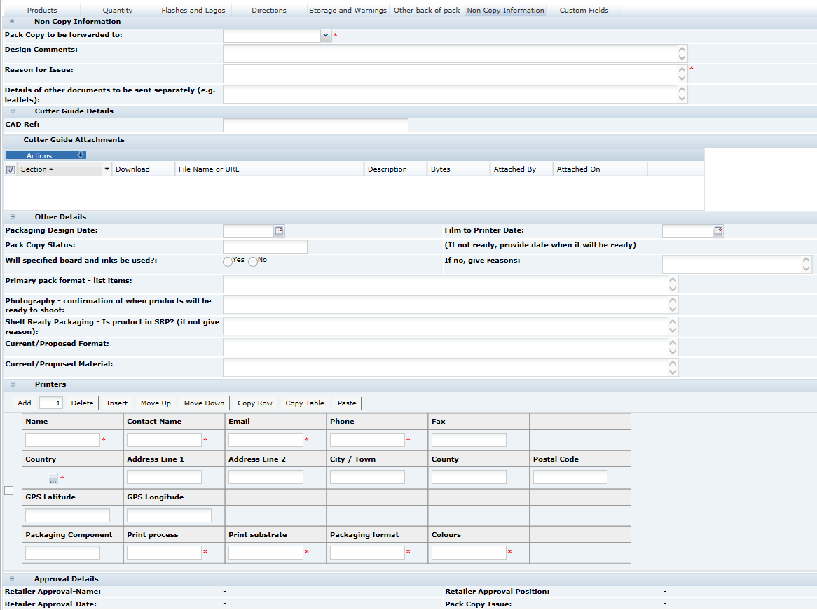 This figure shows the CNF OLC Non Copy Information page.