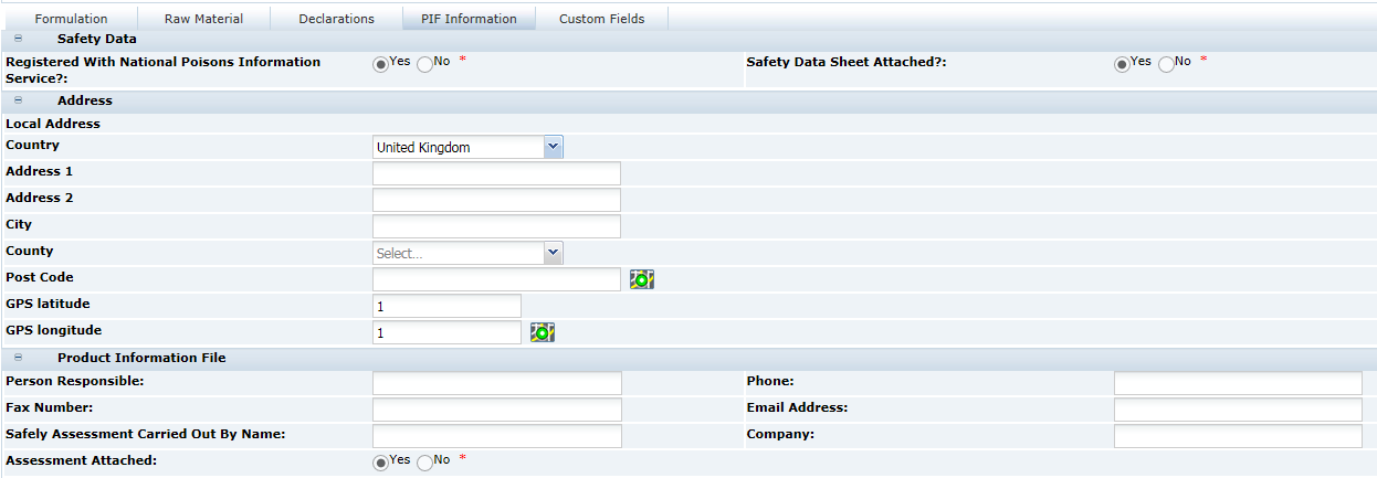 This figure shows the FNF PIF Information page.