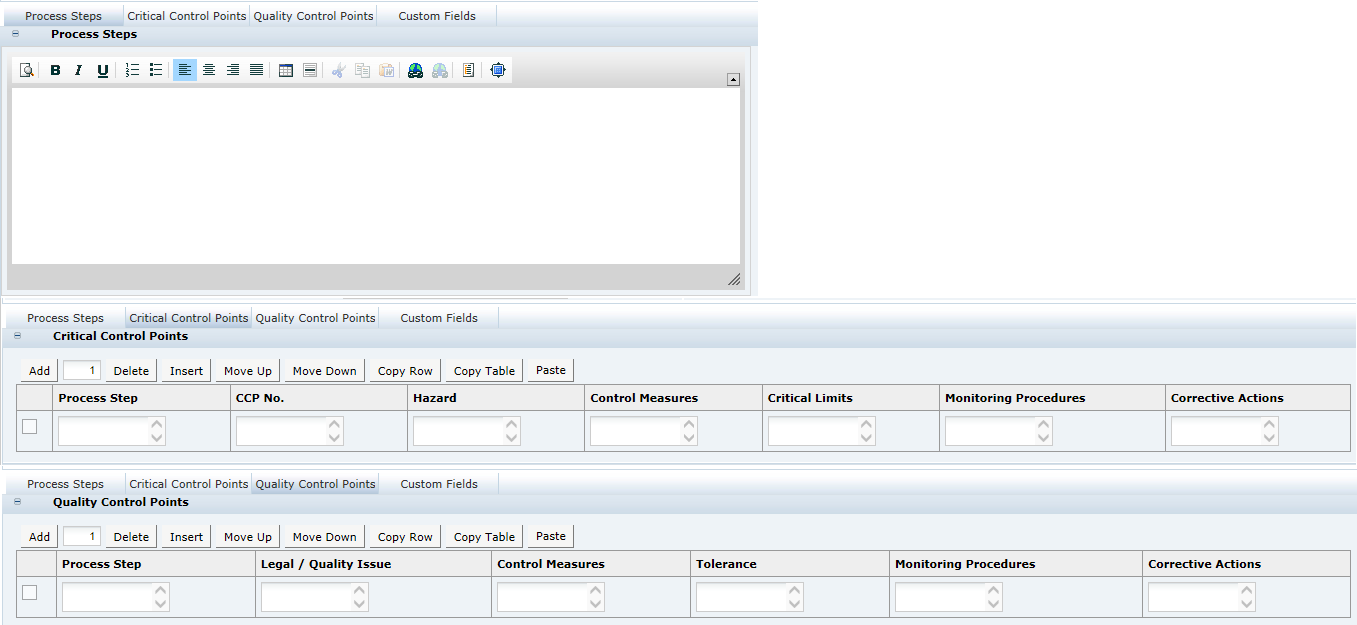 This figure shows the FNF Process Controls page.