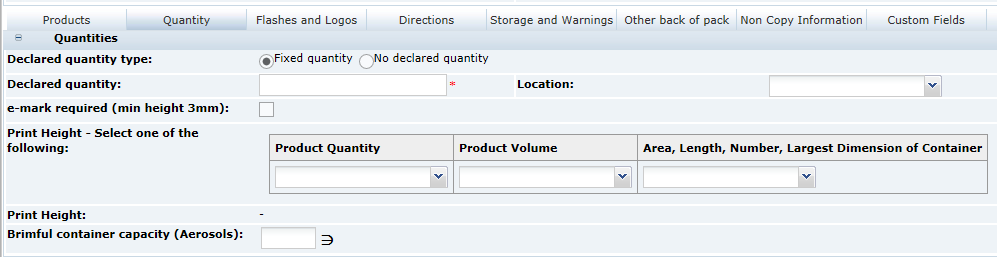 This figure shows the FNF Quantity page.