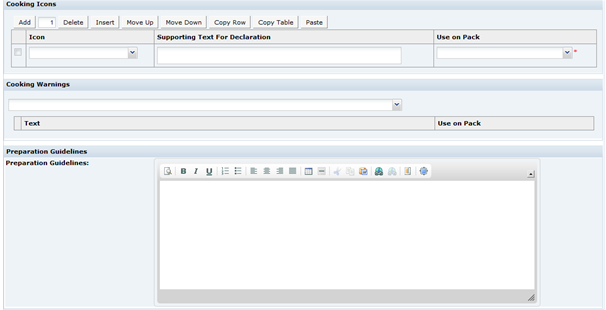 This figure shows the Food Specification Cooking Icons page.