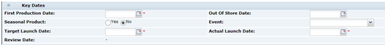 This figure shows the Food Specification Key Dates field.