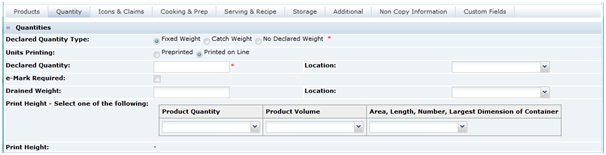 This shows the Food Specification Quantity as Fixed Weight.