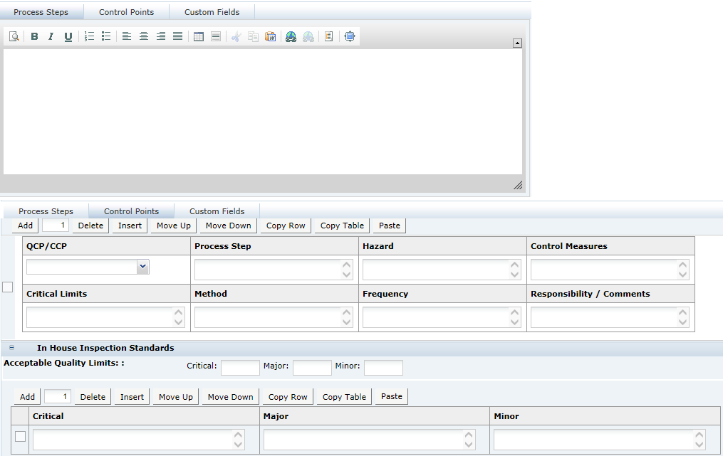 This figure shows the CNF Process Controls page.