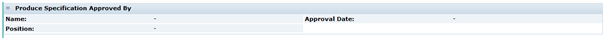 This figure shows the Produce Specification approved by.