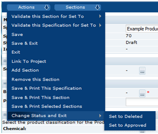 This figure shows the Produce Specification Approval Options.