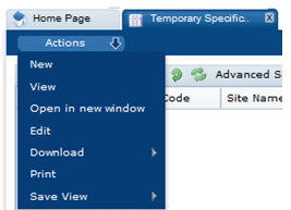 This figure shows the actions for Temporary Specifications.