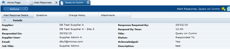 This figure shows the Alter Response Details page.