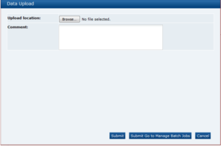 Data Upload dialog box Data Upload dialog box