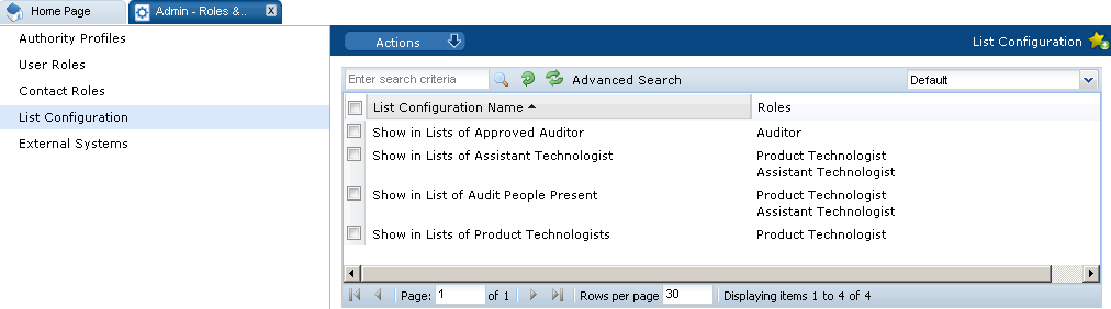 This figure shows the List Configuration page. This figure shows the List Configuration page.