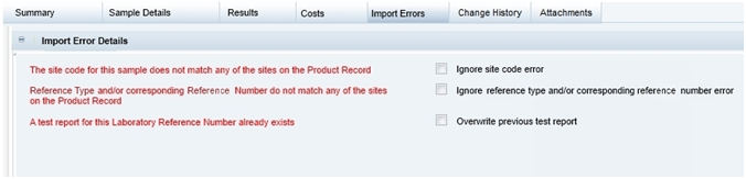 This figure shows the Surveillance Import Errors page. This figure shows the Surveillance Import Errors page.
