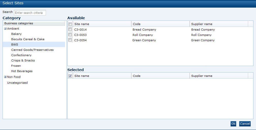 This figure shows the Select Sites dialog box. This figure shows the Select Sites dialog box.