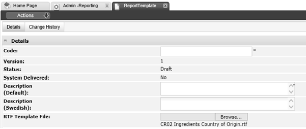 This figure shows the New Report Template page.