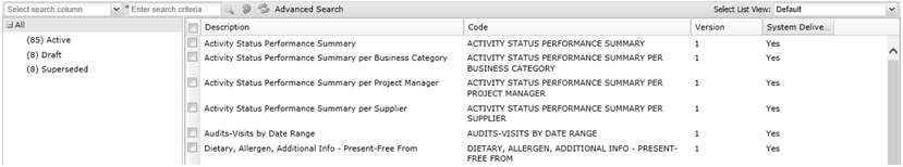 This figure shows the Report Templates page.