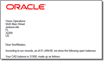 This figure shows the Balance Letter Preview.