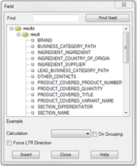 This figure shows the Field Browser dialog box.