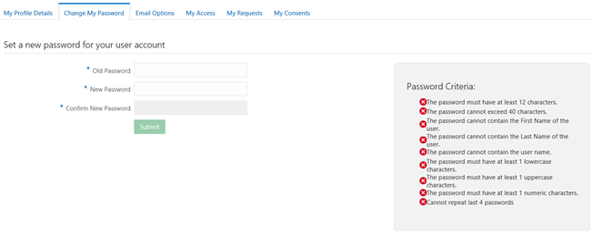 This figure shows the IDCS Change my Password page.