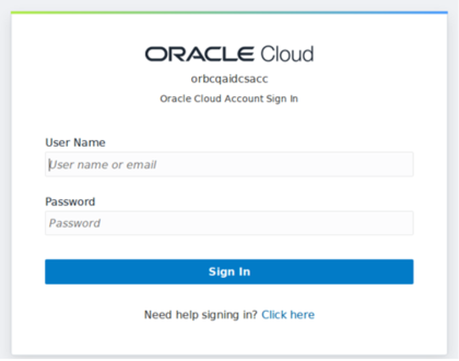 This figure shows the IDCS Login page.