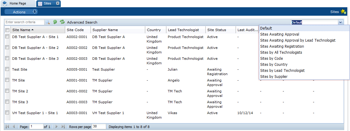This figure shows the List View page. This figure shows the List View page.
