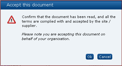 This figure shows the Accept this Document dialog box.