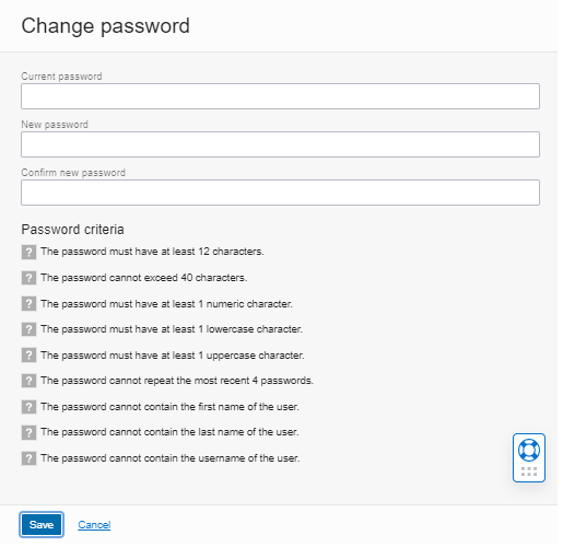 This figure shows the OCI IAM Change Password page.