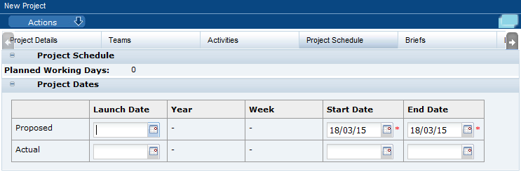 This figure shows the Project Schedule page.