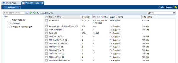 This figure shows the Product Records page.