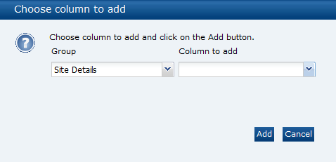 This figure shows the Choose column to add dialog box.