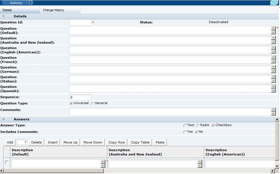 This figure shows the New Assessment Question page.