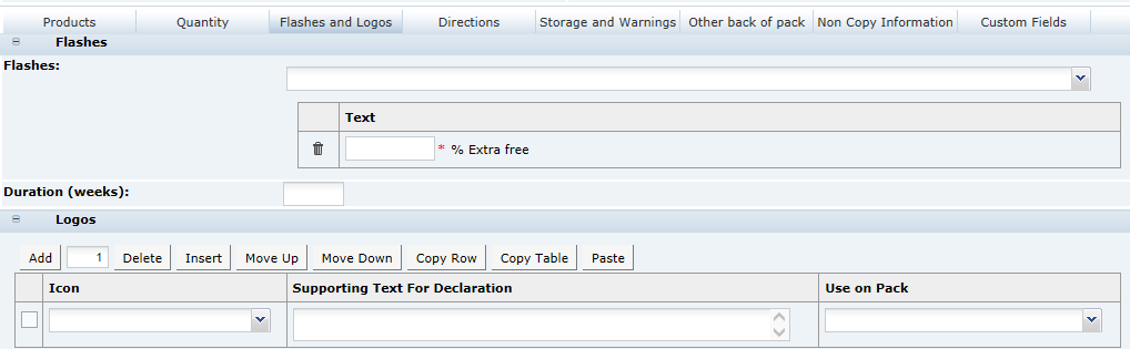 This figure shows the CNF OLC Flashes and Logos page.