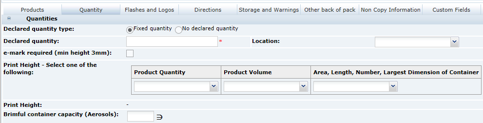 This figure shows the CNF OLC Quantity page.