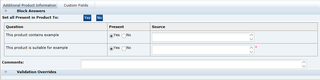 This figure shows the FNF Additional Product Information page.