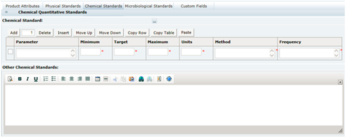 This figure shows the FNF Chemical Standards page.