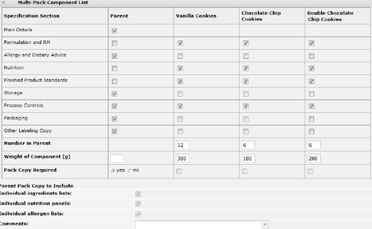This figure shows the Pack Copy Multi-Pack Component List.