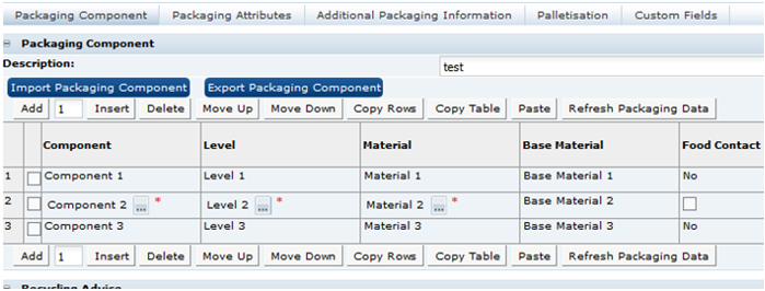 This figure shows the Packaging Import/Export buttons.