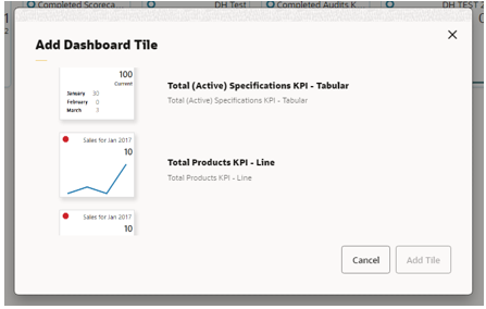 This image shows the Add Dashboard Tile dialog.