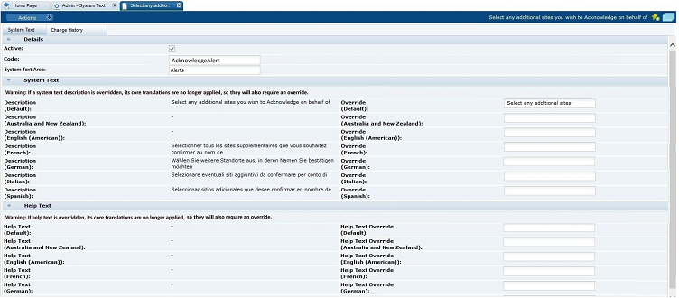 This figure shows the System Text Details page. This figure shows the System Text Details page.