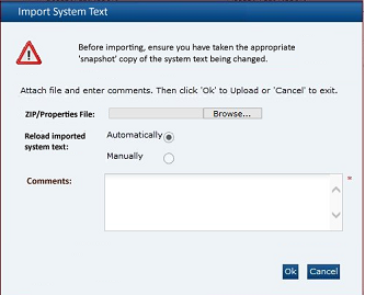 This figure shows the System Import Text dialog box. This figure shows the System Import Text dialog box.