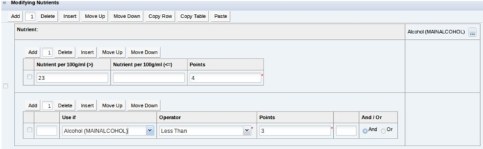 This figure shows the Modifying Nutrients page. This figure shows the Modifying Nutrients page.