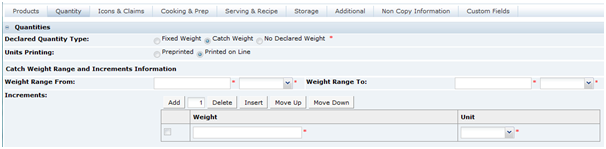 This shows the Food Specification Quantity as Catch Weight.