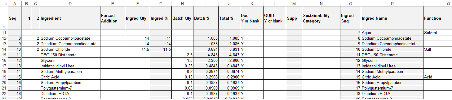 This figure shows the Upload spreadsheet.