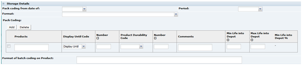 This figure shows the Produce Specification Storage Details.