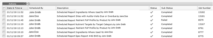 This figure shows the Manage Scheduled Reports page.