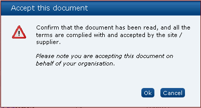 This figure shows the Accept this Document dialog box. This figure shows the Accept this Document dialog box.