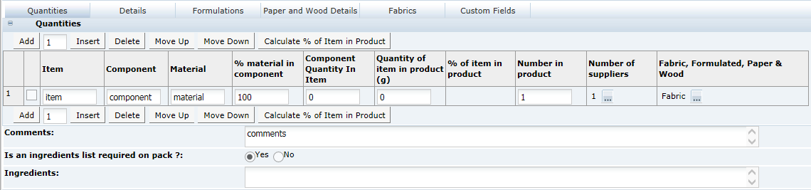 This figure shows the CNF Quantities page. This figure shows the CNF Quantities page.