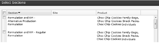This figure shows the Pack Copy Select Sections page. This figure shows the Pack Copy Select Sections page.