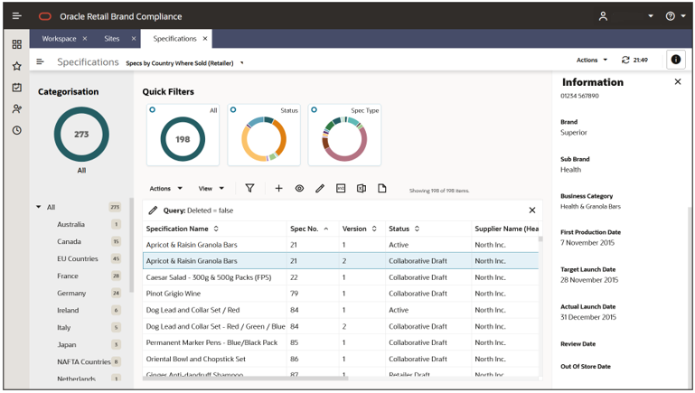 This shows an example of the Jet UI list views.