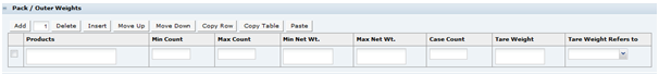 This figure shows the Produce Specification Weights fields. This figure shows the Produce Specification Weights fields.